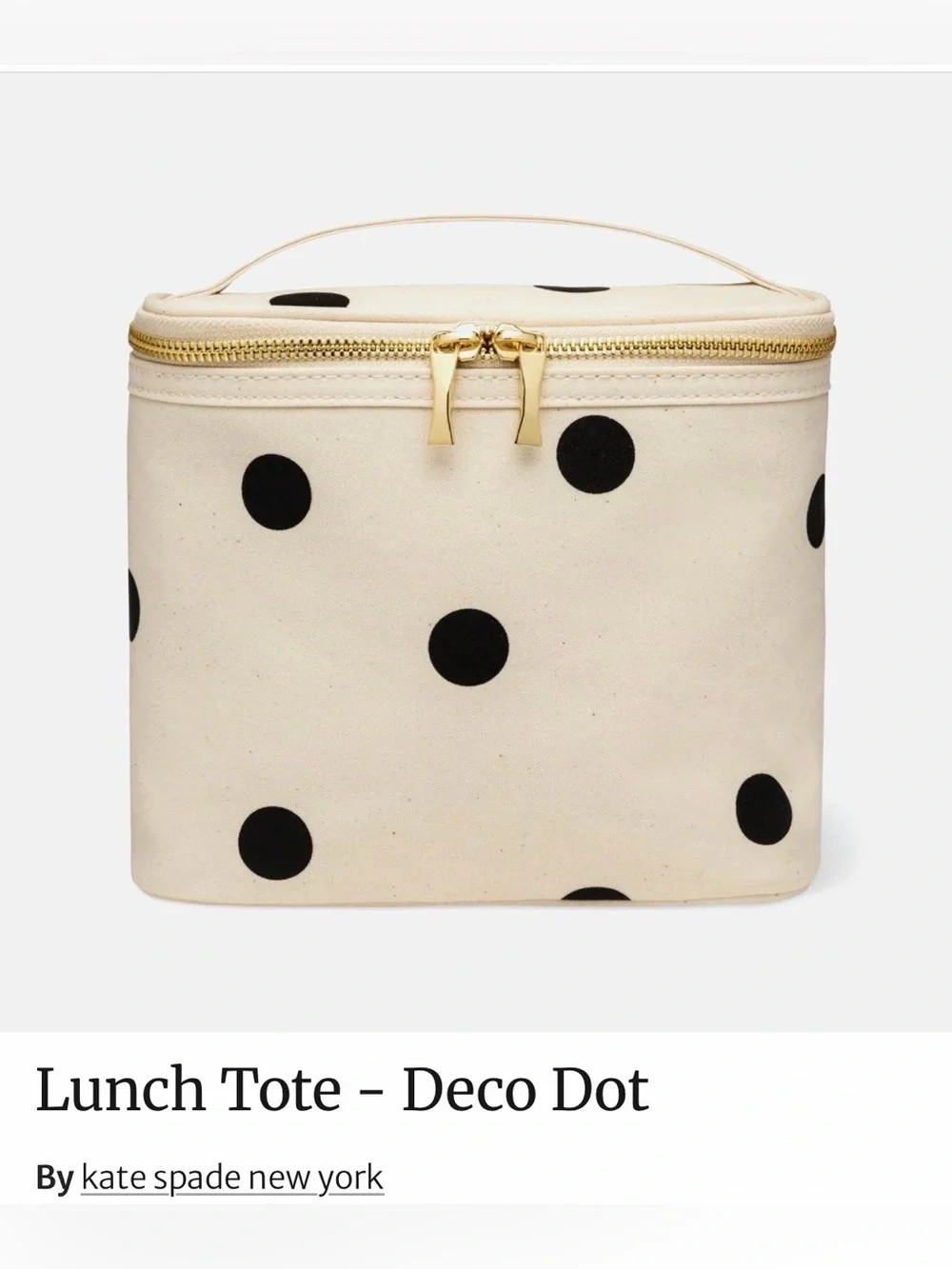 Kate spade deco dot lunch pail black and white pink inside super nice
